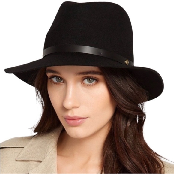 rag & bone Accessories - Rag & Bone Black Floppy Brim Wool Fedora Hat with Leather Band Size M